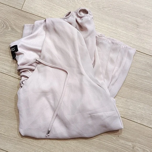 Women's Lace-Up Blouse - Light Pink,  Blush Pink Ladies Blouse,  X-Large - Picture 6 of 6